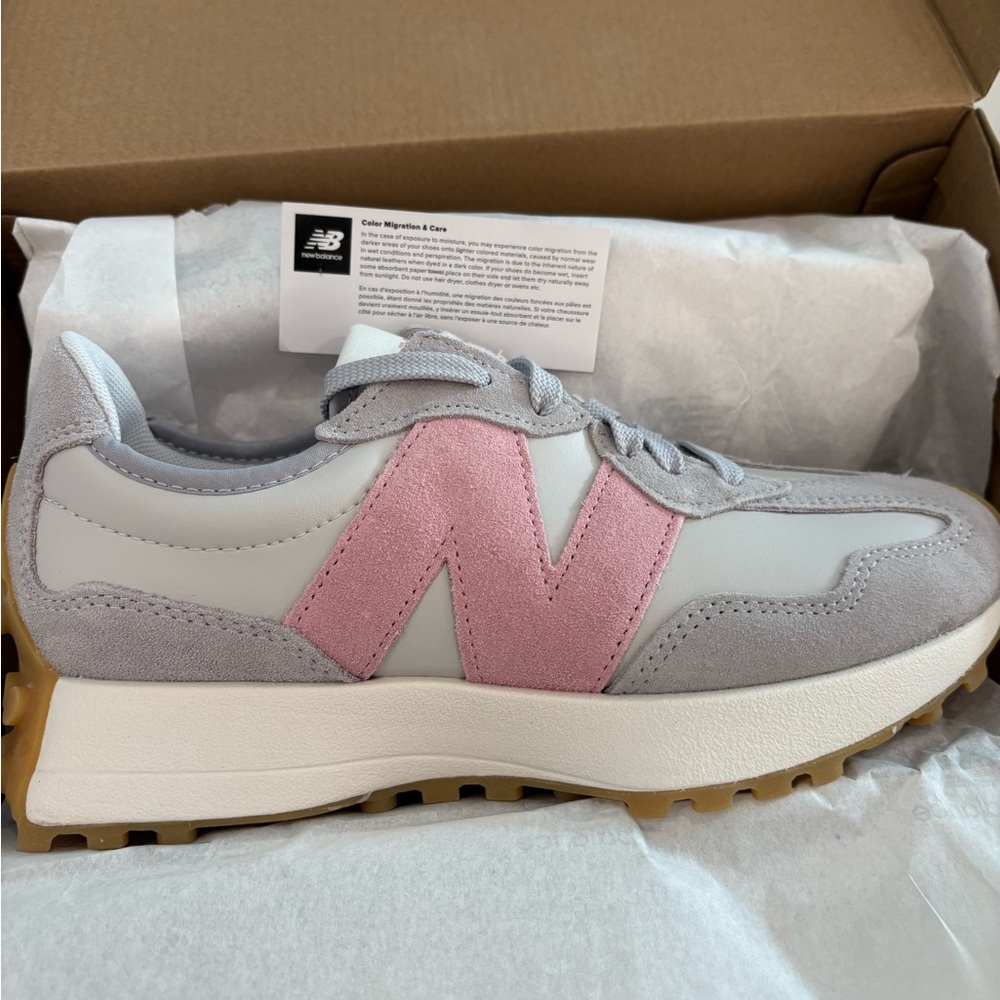NEW BALANCE 327 IN RAINCLOUD/PINK TAFFY COMBO🌧️🍬🩶🩷 - Picture 8 of 13